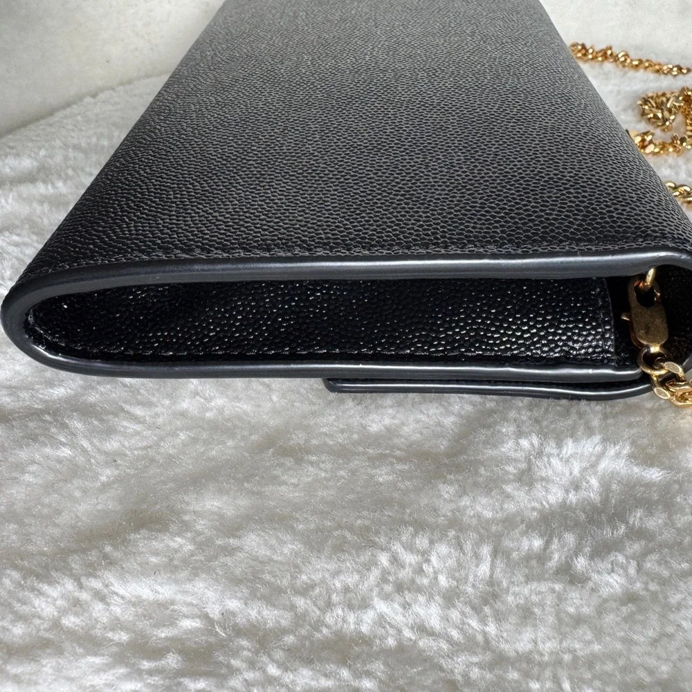 SAINT LAURENT Uptown Chain Wallet in Grain De Poudre Embossed Leather - Picture 4 of 14